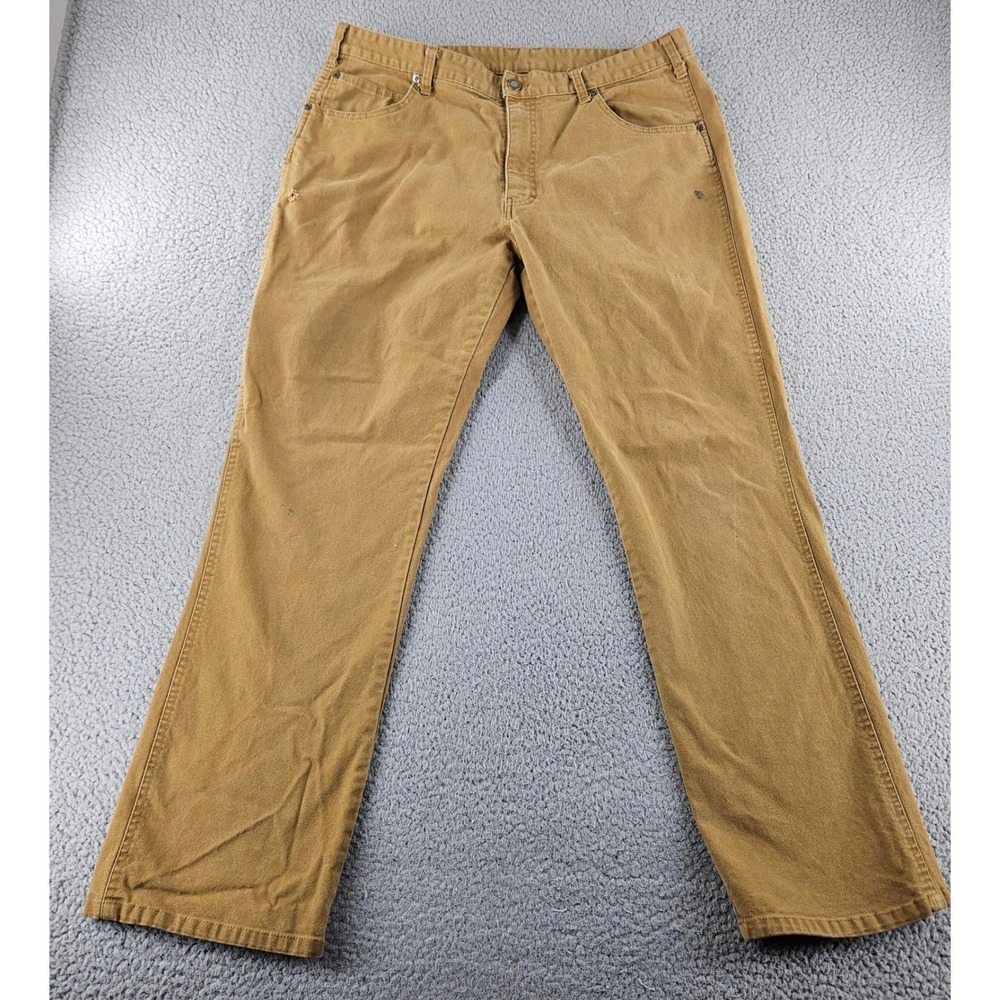 Dickies Duck Canvas Pants 36x30 Mens Brown Straight‎ Leg Stretch Workwear